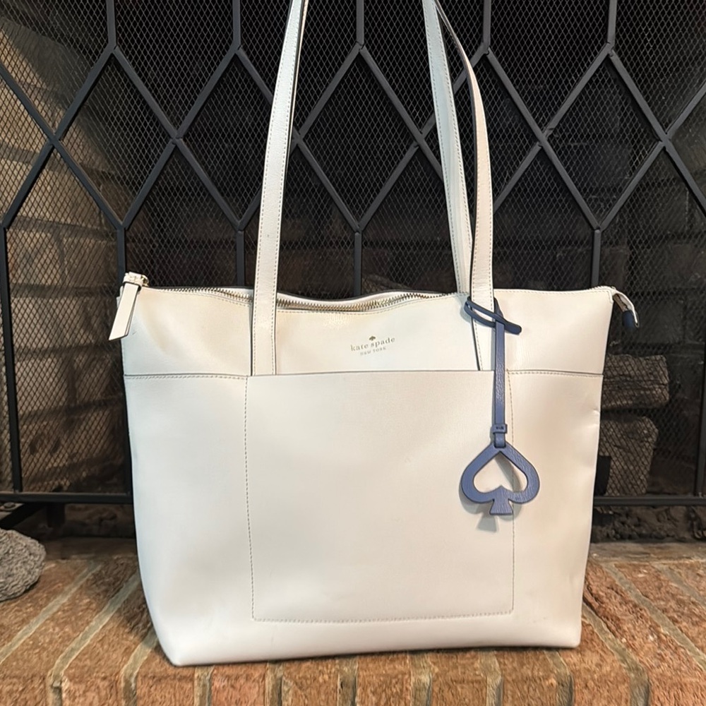 Kate Spade Blue and White Tote Bag with Structured Design